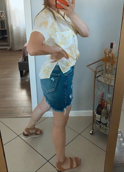 ASH DISTRESSED DENIM SKIRT