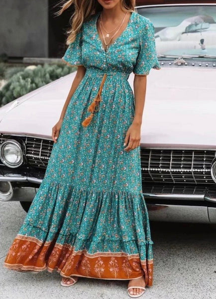 SAM RUFFLE FLOW BOHEMIAN DRESS
