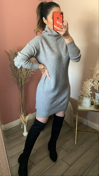 TIFF SWEATER DRESS- GRAY
