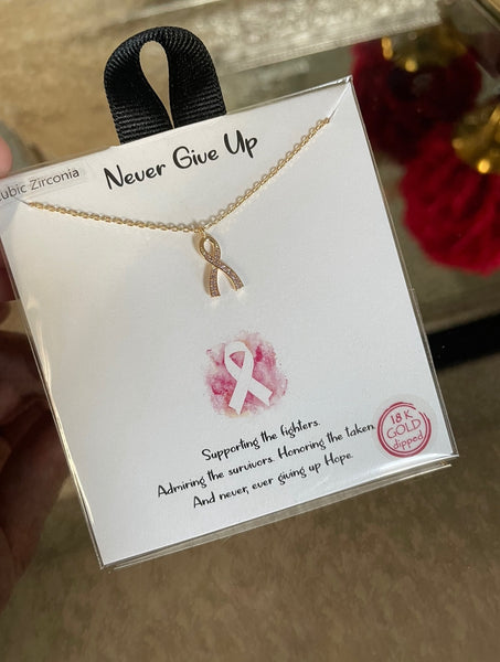 'NEVER GIVE UP' NECKLACE 18k gold dipped
