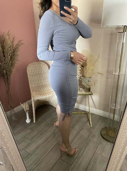 OLIVIA MIDI- DUSTY BLUE