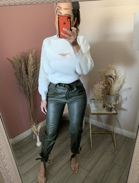 CAMILLE SWEATER TOP- WHITE