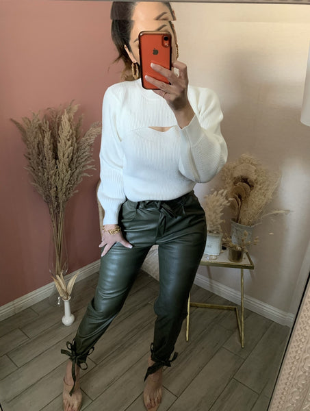 CAMILLE SWEATER TOP- WHITE