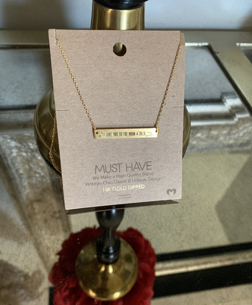 'I LOVE YOU TO THE MOON' 18k gold dipped
