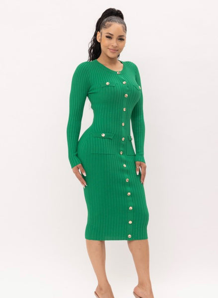LISA MIDI DRESS- KELLY GREEN