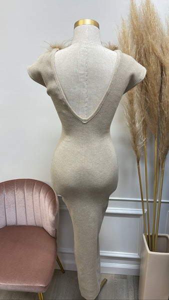 ALEXIS KNIT DRESS- OATMEAL