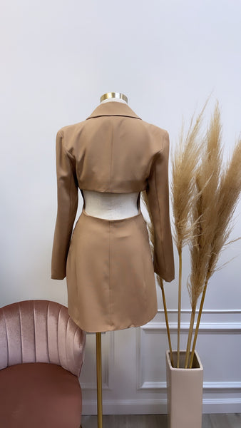 GIA BLAZER DRESS- NUDE
