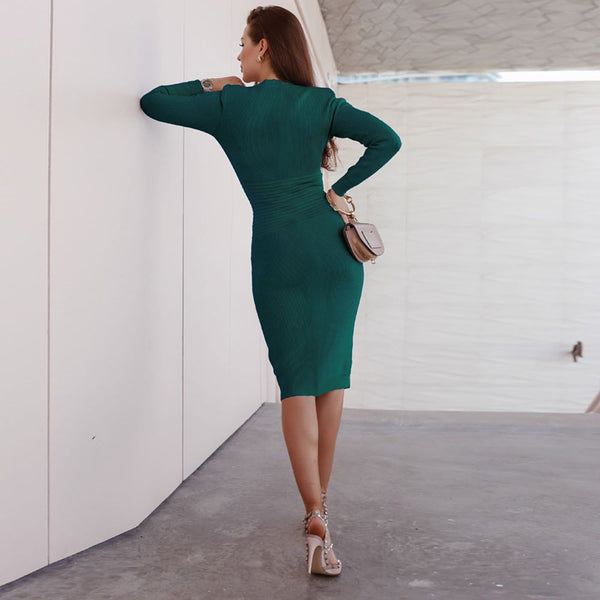 MONIQUE KNIT DRESS- FOREST