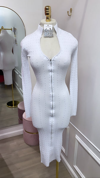 KHLOE MIDI DRESS- WHITE