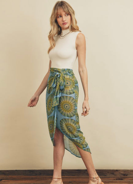 DESERT OASIS MIDI SKIRT-NEW
