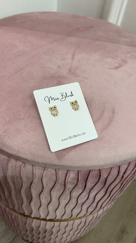 Owl Boy Earrings 14k gold dipped