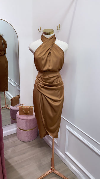MINDY MIDI DRESS- Mocha