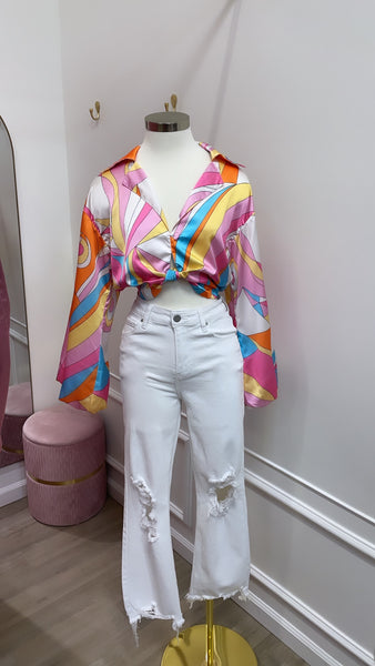 VALERY TOP- PINK PRINT