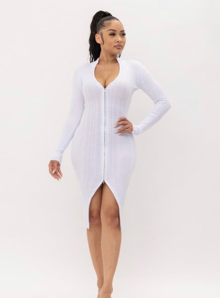 KHLOE MIDI DRESS- WHITE