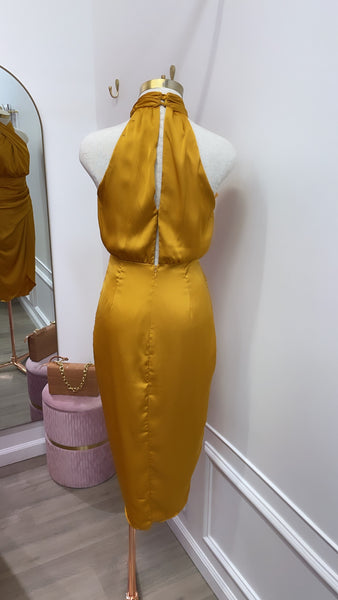 MINDY MIDI DRESS- Mustard