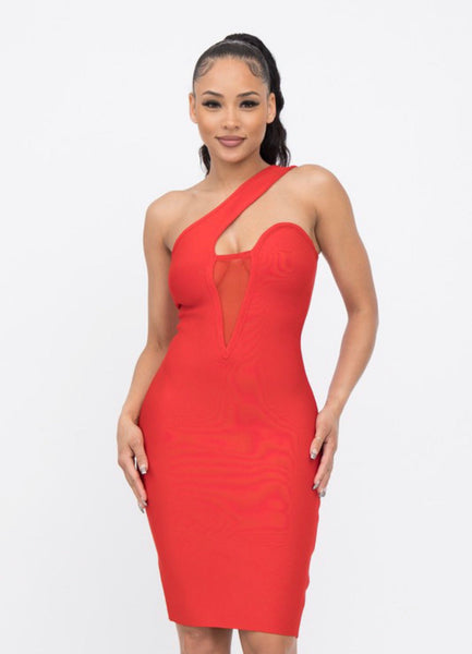 JULIETTE BANDAGE MIDI-RED